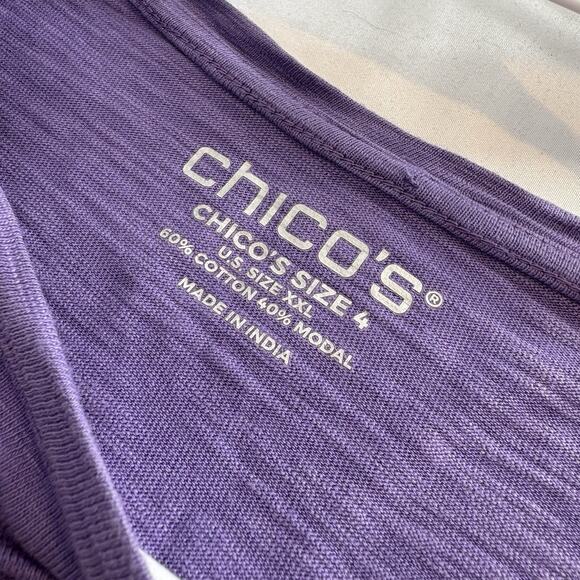 Chico’s Women’s Purple Indian Cotton Blend Scoop Neck Top Size 4 XXL Basics - Picture 5 of 10
